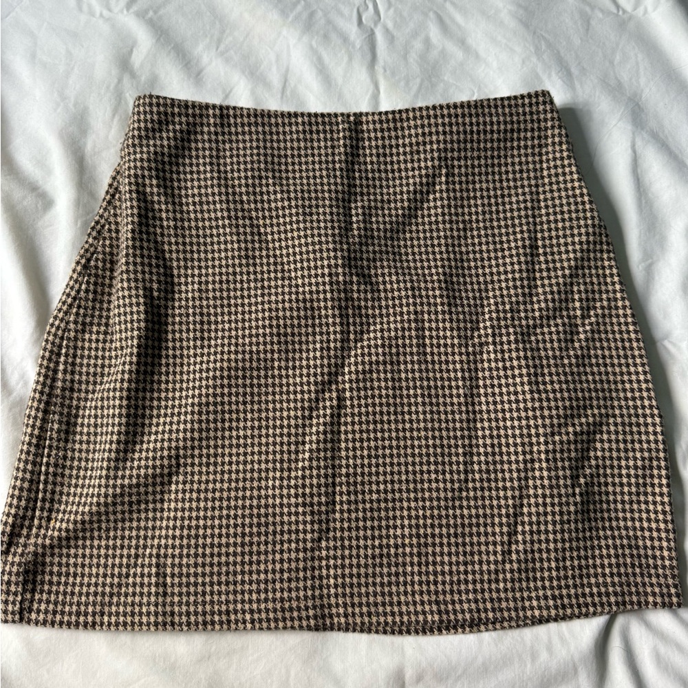 SHEIN Black and Brown Houndstooth Mini Skirt